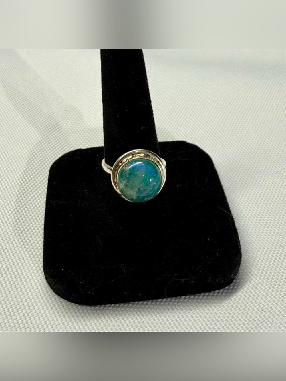 Sterling Silver Blue-Green Moonstone Ring - Women Jewelry - Picture 2 of 8
